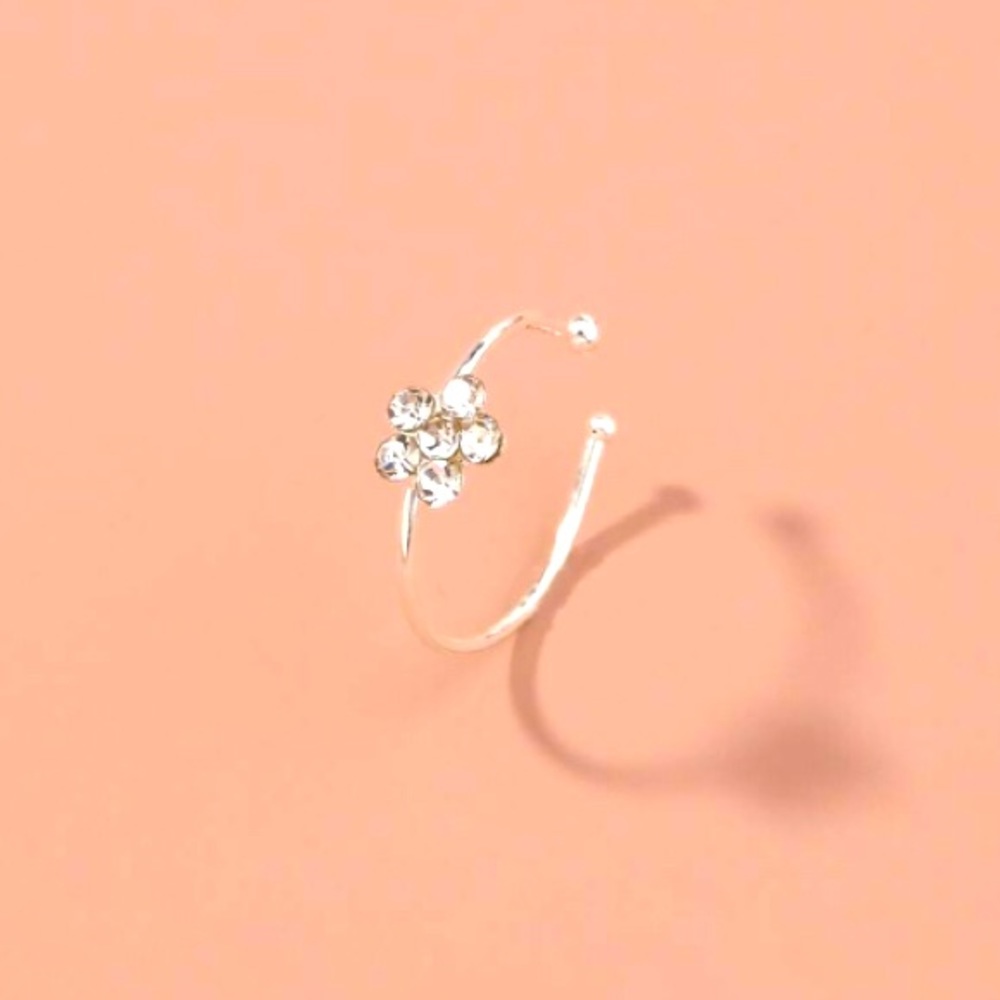 Flower Sterling Silver Non-Pierced Nose/Ear Cuff